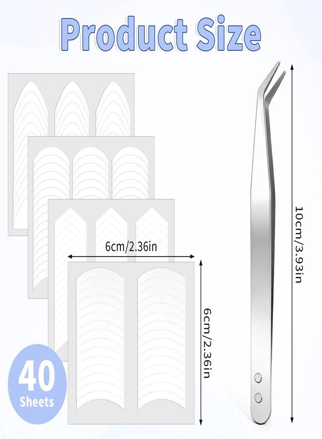 Skrfren 40 Sheets French Tip Nail Stickers for Nails Art Designs, 4 Designs Self-Adhesive Nail Tips Guides French Manicure Nails Art Stickers for Women Girls DIY Manicure Home Use(1PCS Tweezer,1620pcs) - Image 2